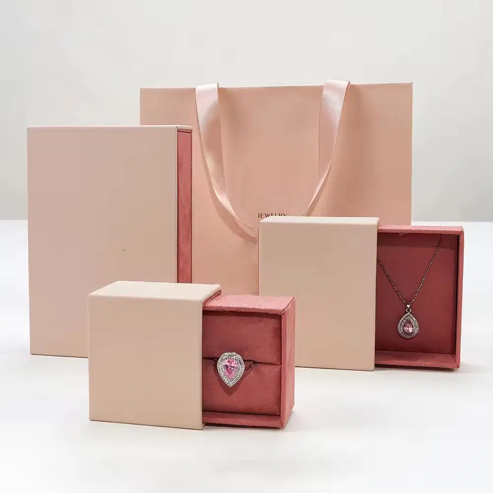 Logo personnalisé impression papier tiroir curseur cadeau bijoux emballage boîte en gros