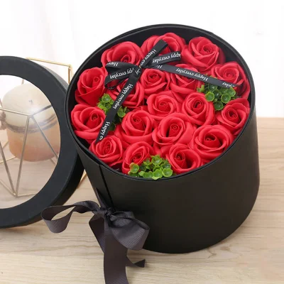 Boîte de papier cadeau de fleur ronde personnalisée exquise en PVC de qualité supérieure boîte de papier cadeau Bouquet de Rose romantique