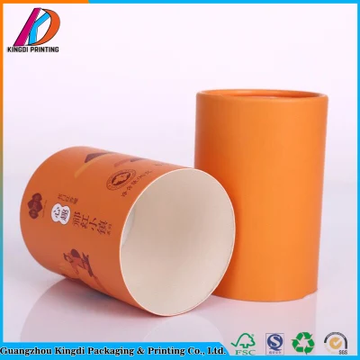 Boîte ronde de tube de carton de papier de couleur orange qui respecte l'environnement pour la bougie