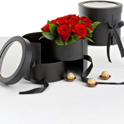 Boîte à fleurs en papier ronde personnalisée de qualité supérieure