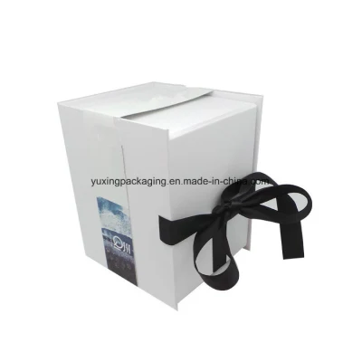 Boîte de papier faite main d'emballage pliante personnalisée avec ruban