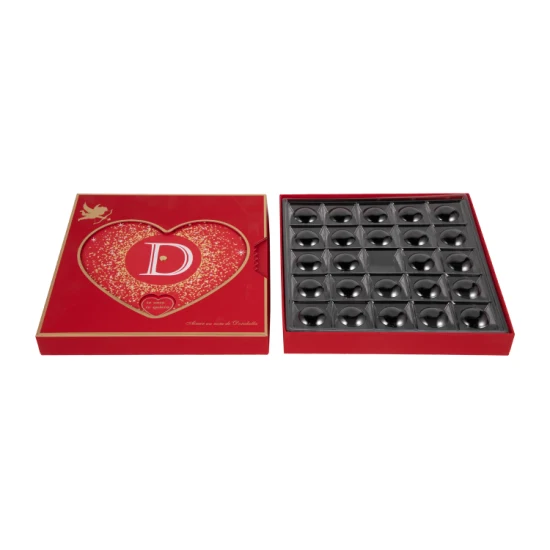 Boîte d'impression d'emballage de cadeau de chocolat de coeur creux fait sur commande d'estampage à chaud dans le meilleur marché